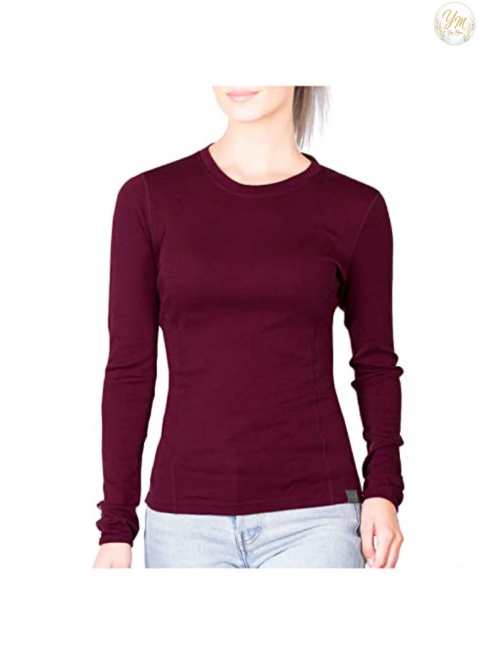 100% Merino Wool Long Sleeve Thermal Base Layer Crewneck Shirt